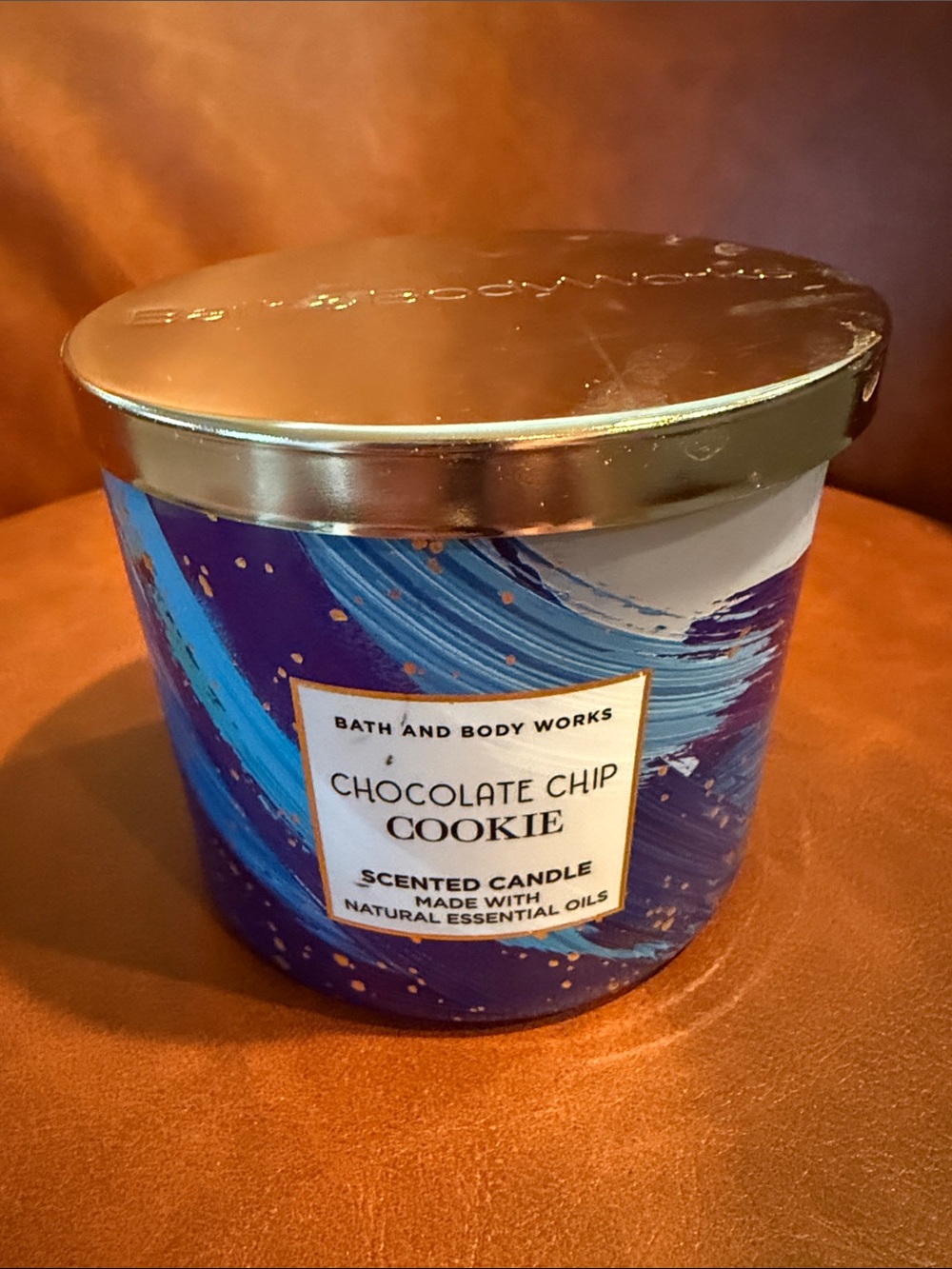 Bath & Body Works Chocolate Chip Cookie Scented Candle - Blue & Gold